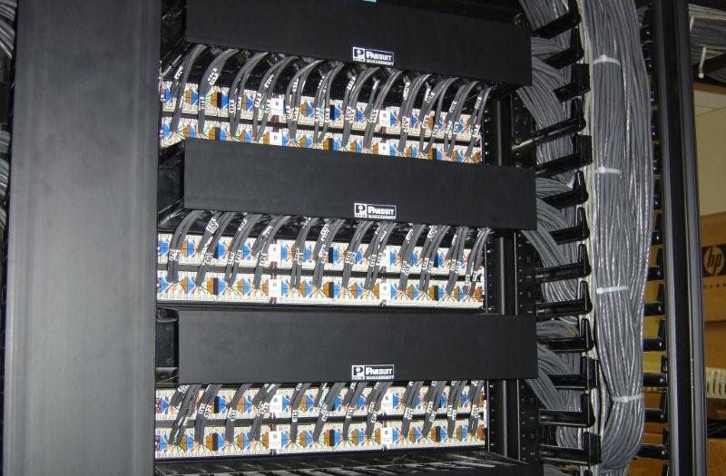 Patch panel terminations: Each port terminated to standard, dressed and labeled.